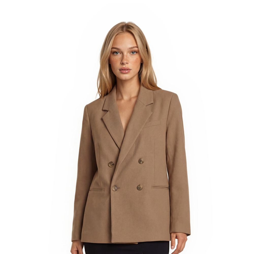 Maeve Anthropologie Double Breasted Blazer Women's Size 0 Tan Long Sleeve Jacket